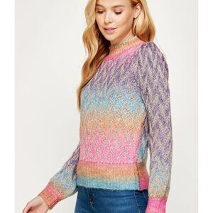 Lurex Detail Mock Neck Sweater